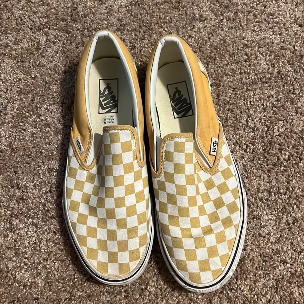 LIMITED EDITION yellow checkerboard slip on Vans